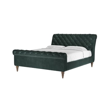 Knightsbridge Super King Bed in Smokey Green Cashmere Velvet