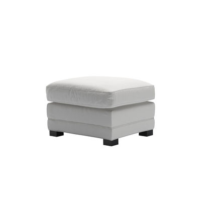 Aissa Medium Rectangular Footstool in Alabaster Brushed Linen Cotton