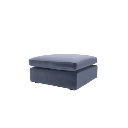 Long Island Slim Medium Rectangular Footstool in Sapphire Smart Velvet