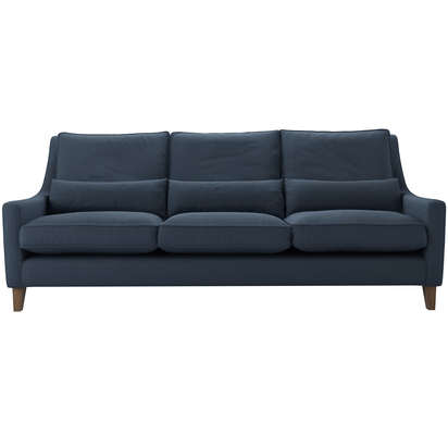 Iggy High Back 4 Seat Sofa in Midnight Blue Brushed Linen Cotton