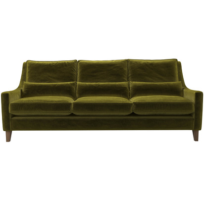 Iggy High Back 4 Seat Sofa in Olive Cotton Matt Velvet