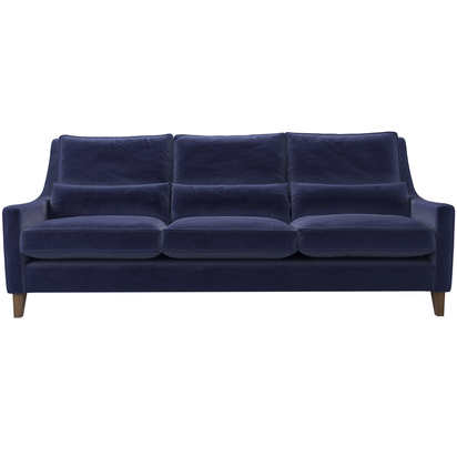 Iggy High Back 4 Seat Sofa in Prussian Blue Cotton Matt Velvet