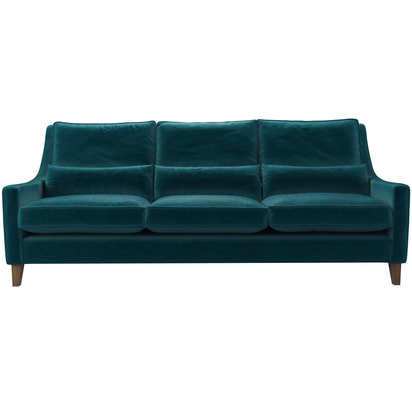 Iggy High Back 4 Seat Sofa in Deep Turquoise Cotton Matt Velvet