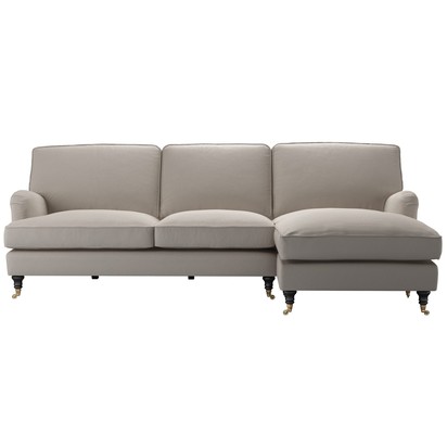 Bluebell Large RHF Chaise Sofa in Stone Brushed Linen Cotton