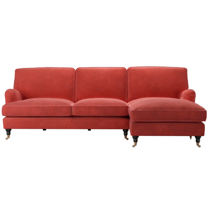 Bluebell Large RHF Chaise Sofa in Wild Raspberry Smart Velvet