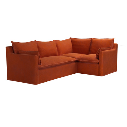 Anders Left Hand two Seat Sofa Bed with Right Hand Single unit in Moroccan Spice Smart Velvet