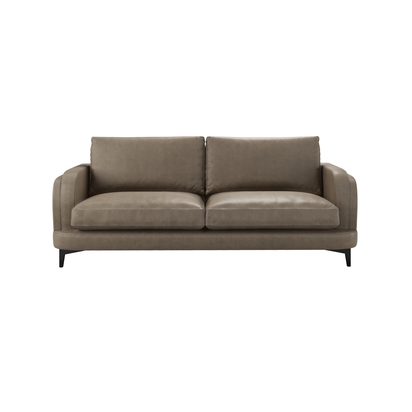 Boston Curved Arm 3 Seat Sofa in Pewter Grain Leather