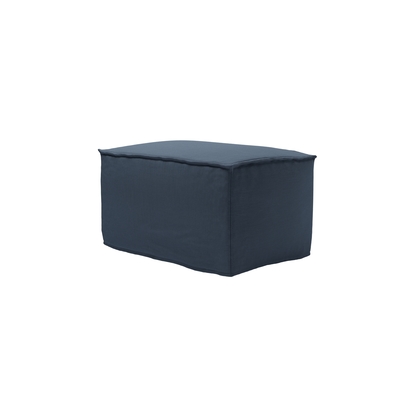 Anders Small Rectangular Footstool in Midnight Blue Brushed Linen Cotton