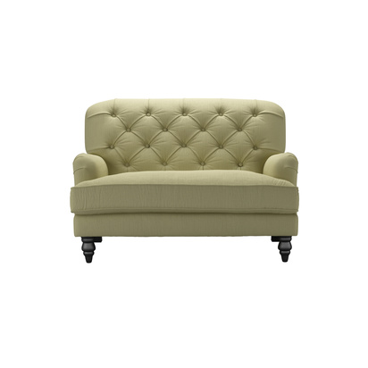 Snowdrop Button Back Loveseat in Cardamon Brushed Linen Cotton