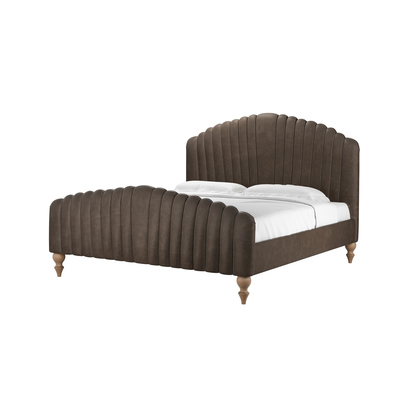 Bella Super King Bed in Walnut  Antique Leather