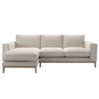 Costello LHF Chaise Sofa in Taupe Brushed Linen Cotton