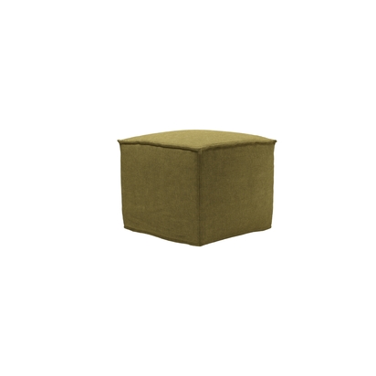 Anders Small Square Footstool in Mossymere Norfolk Cotton