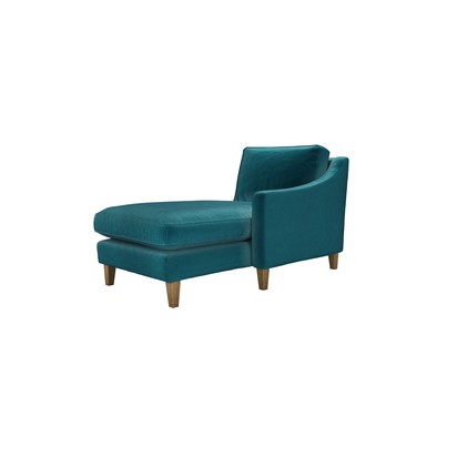 Iggy RHF Chaise Armchair in Deep Turquoise Cotton Matt Velvet