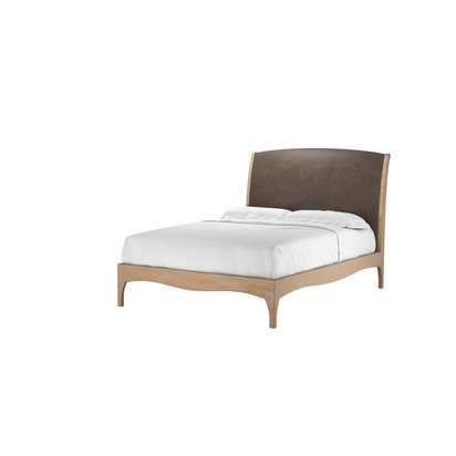 Emilia Double Bed in Walnut  Antique Leather