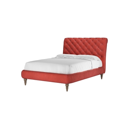 Knightsbridge Without Footboard Double Bed in Wild Raspberry Smart Velvet