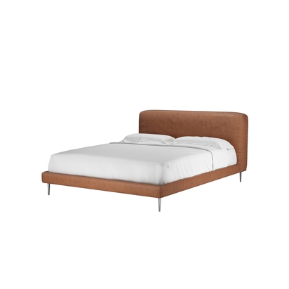 Lucy King Bed in Cognac Grain Leather