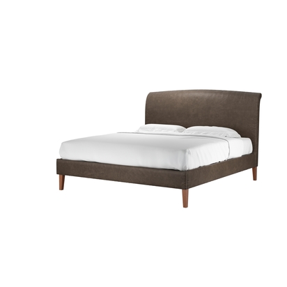 Thea Super King Bed in Walnut  Antique Leather