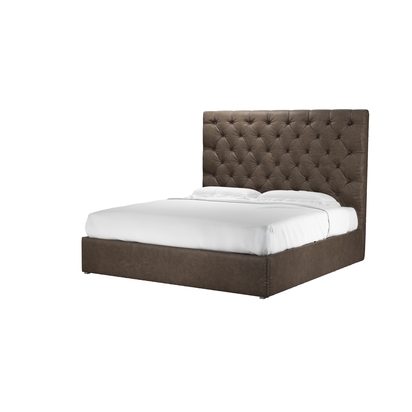 Rosalie 150cm Super King Ottoman Bed in Walnut  Antique Leather