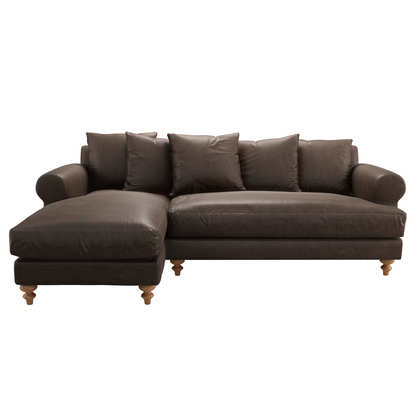 Teddy LHF Chaise Sofa in Walnut  Antique Leather