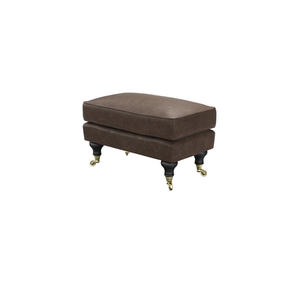 Bluebell Small Rectangular Footstool in Walnut  Antique Leather