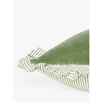 John Lewis Velvet Frill Cushion Green | H50 x W50cm