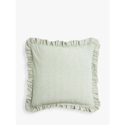 John Lewis Velvet Frill Cushion Green | H50 x W50cm