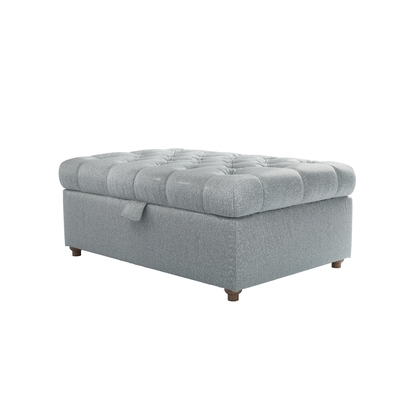 Valentin Medium Rectangular Storage Footstool in Cirrus Smart Slubby Cotton