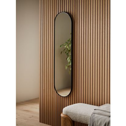 John Lewis Scandi Metal Lozenge Mirror, 122 x 30cm Black | 122 x 30.5 x 2.5cm