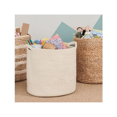 Great Little Trading Co Woven Storage Basket, Ivory White | H28 x W28 x D28cm