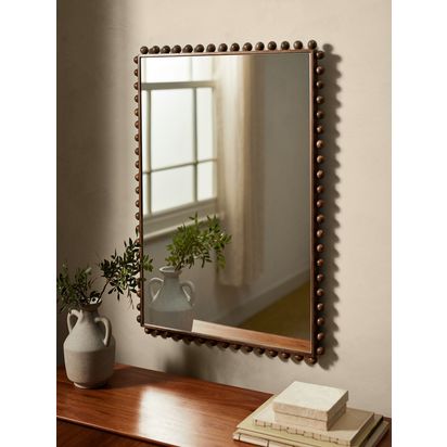 John Lewis Bobbin Rectangular Wood Frame Wall Mirror, 85 x 60cm, Natural Natural | 85 x 60 x 3.2cm