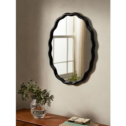 John Lewis Wiggle Oval Wall Mirror, 73 x 55.5cm Black | H55.50cm * W3.00cm * D73.00cm