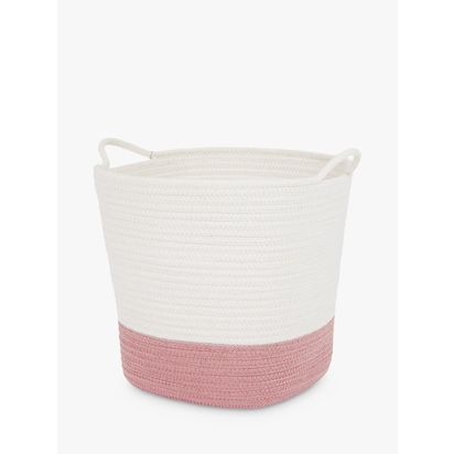 Great Little Trading Co Rope Storage Basket Ivory/Rose Pink | H30 x W30 x D30cm