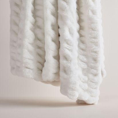 Faux Fur Cascade Throw, 119 cm x 152 cm, White