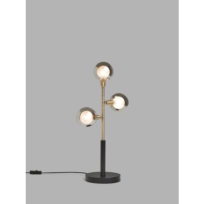 John Lewis Huxley 3 Globe Complete Table Lamp, Black Black/Brass | H56.5 x W28.98 x D17cm