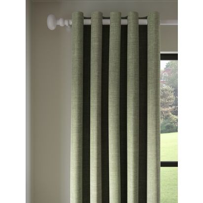 John Lewis Textured Weave Pair Blackout Lined Eyelet Curtains Sage | W228 x Drop 228cm