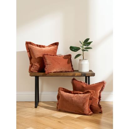 Truly Fringed Square Velvet Cushion
