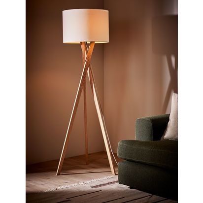 John Lewis Brooklyn Tripod Floor Lamp Natural | H160 x W45 x D45cm
