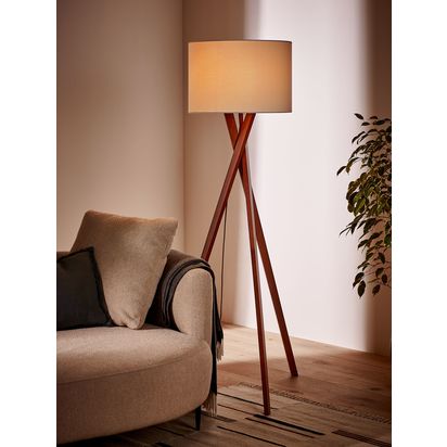 John Lewis Brooklyn Tripod Floor Lamp Walnut | H160 x W45 x D45cm