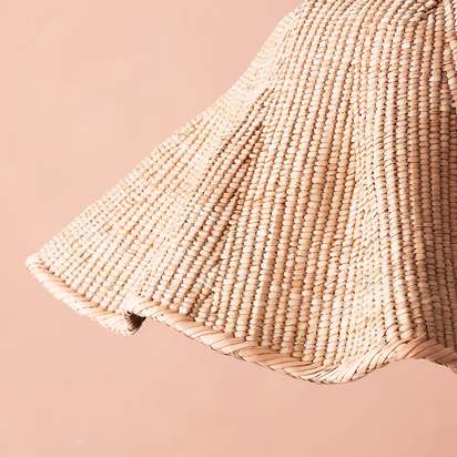 Smallest Wonky Wave natural woven palm basket pendant shade