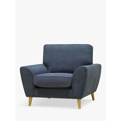 John Lewis Ambleside Armchair, Light Leg Chenille Blue | H90.0cm x W106.0cm x D89.0cm