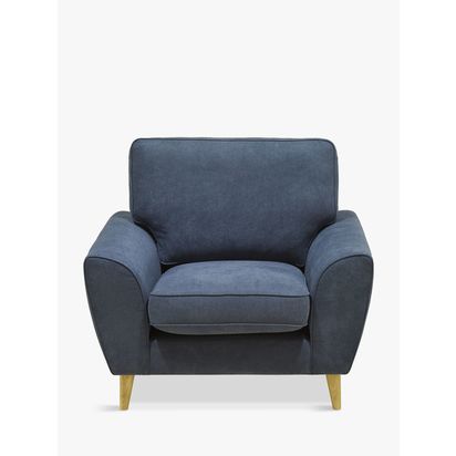 John Lewis Ambleside Armchair, Light Leg Chenille Blue | H90.0cm x W106.0cm x D89.0cm