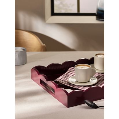 John Lewis Scalloped Edge Rectangular Tray, FSC-Certified (MDF) Damson | H5 x W30 x D40cm