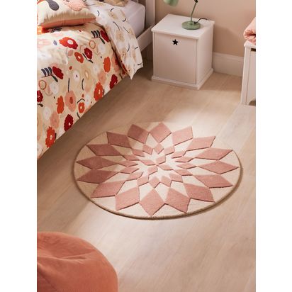 John Lewis Starburst Wool Rug, Dia. 100cm Plaster