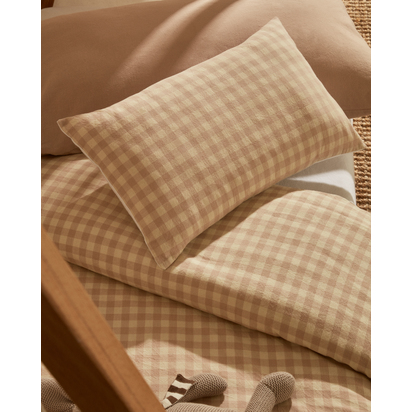 Cushion cover Yanil 100% cotton pink and beige squares 30 x 50 cm