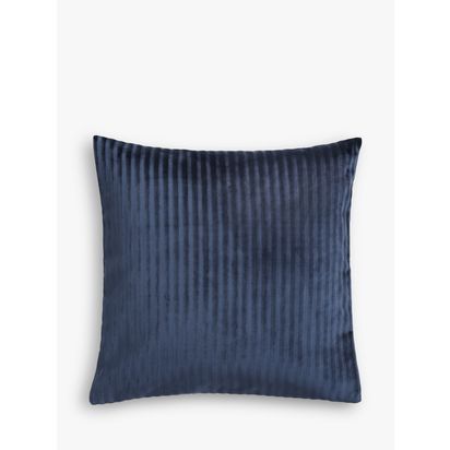 John Lewis Velvet Stripe Cushion Navy | 50 x 50cm
