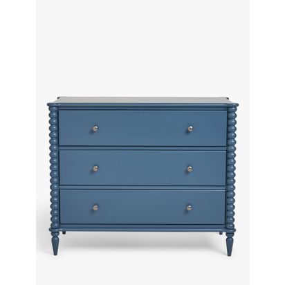 John Lewis Bobbin 3 Drawer Chest Blue | H85 x W103.4 x D48.7cm