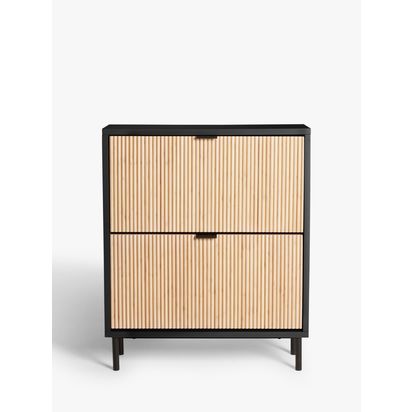 John Lewis Ridge Shoe Storage Rack, 2 Tier Black | H105.50CM X W25.00CM X L 79.60CM