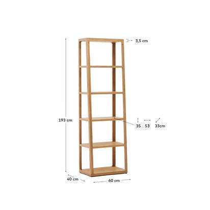 Maymai shelf with solid oak structure 60 x 193 cm