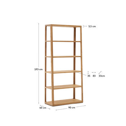 Maymai shelf with solid oak structure 90 x 193 cm