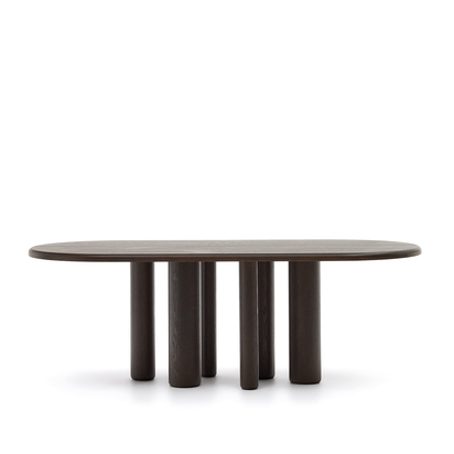 Mailen oval table in ash wood veneer with dark finish, Ã˜ 220 x 105 cm